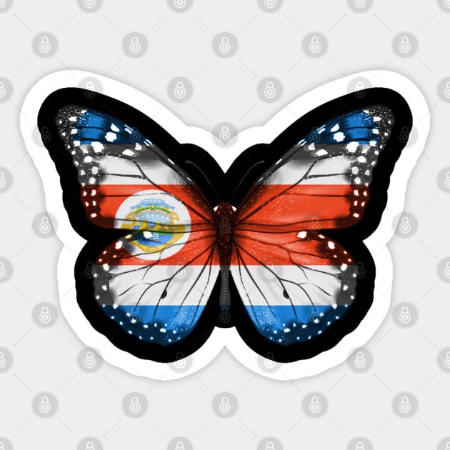 Costa Rican Flag  Butterfly - Gift for Costa Rican From Costa Rica Sticker by Country Flags